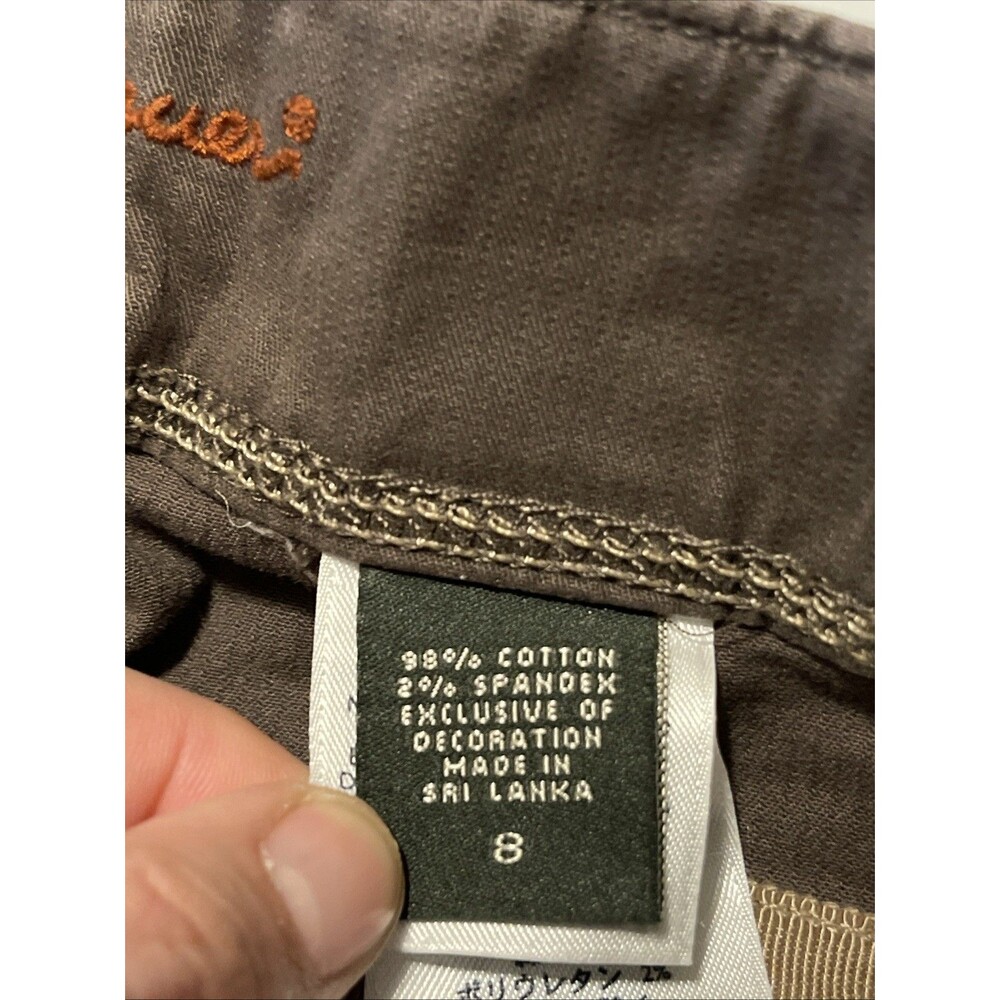 Eddie Bauer Roll Up Utility Cargo Pants Brown Contrast Stitch Y2K Gorpcore Sz 8 - Picture 10 of 16